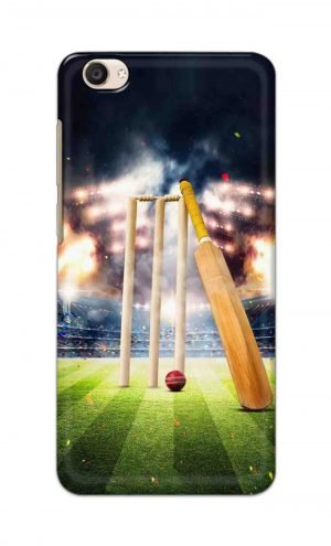 For Vivo Y55 Ptinted Mobile Case Back Cover Pouch (Cricket Bat Ball)