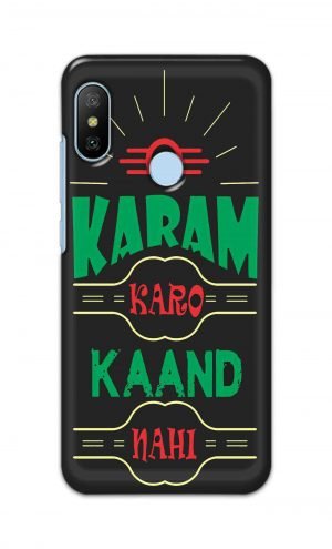 For Xiaomi Redmi Mi A2 Printed Mobile Case Back Cover Pouch (Karam Karo Kaand Nahi)