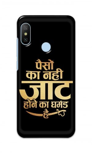 For Xiaomi Redmi Mi A2 Printed Mobile Case Back Cover Pouch (Paison Ka Nahi Jaat Hone Ka Ghamand Hai)