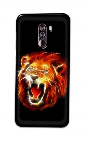 For Xiaomi Redmi Poco F1 Printed Mobile Case Back Cover Pouch (Lion Fire)