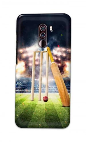 For Xiaomi Redmi Poco F1 Printed Mobile Case Back Cover Pouch (Cricket Bat Ball)