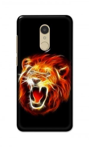 For Xiaomi Redmi 5 Printed Mobile Case Back Cover Pouch (Lion Fire)