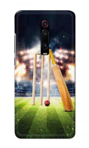 For Xiaomi Redmi K20 Printed Mobile Case Back Cover Pouch (Cricket Bat Ball)