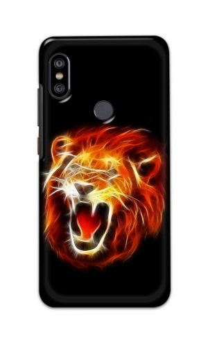 For Xiaomi Redmi Note 6 Pro Printed Mobile Case Back Cover Pouch (Lion Fire)