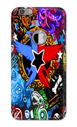 For Apple iPhone 6 Plus 6s Plus Logo Cut Printed Mobile Case Back Cover Pouch (Colorful Eagle)