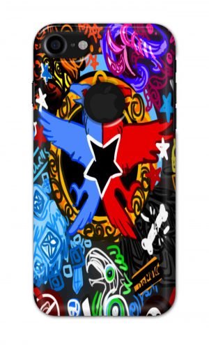 For Apple iPhone 7 / 8 Logo Cut Printed Mobile Case Back Cover Pouch (Colorful Eagle)