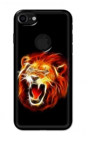 For Apple iPhone 7 / 8 Logo Cut Printed Mobile Case Back Cover Pouch (Lion Fire)