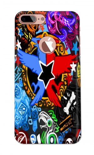 For Apple iPhone 7 Plus 8 Plus Logo Cut Printed Mobile Case Back Cover Pouch (Colorful Eagle)