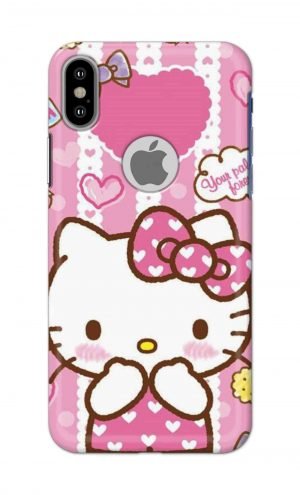 For Apple iPhone Xs Printed Mobile Case Back Cover Pouch (Hello Kitty Pink)