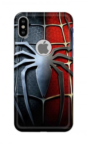For Apple iPhone X Logo Cut Printed Mobile Case Back Cover Pouch (Spider)