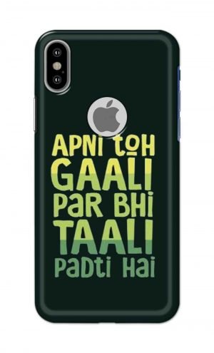 For Apple iPhone X Logo Cut Printed Mobile Case Back Cover Pouch (Apni To Gaali Par Bhi)