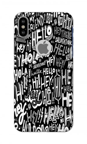 For Apple iPhone Xs Printed Mobile Case Back Cover Pouch (Black And White Graffiti)