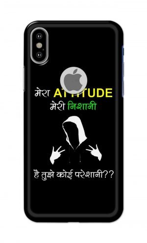 For Apple iPhone X Logo Cut Printed Mobile Case Back Cover Pouch (Mera Attitude Meri Nishani)