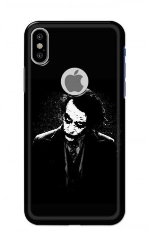 For Apple iPhone X Logo Cut Printed Mobile Case Back Cover Pouch (Joker Black And White)