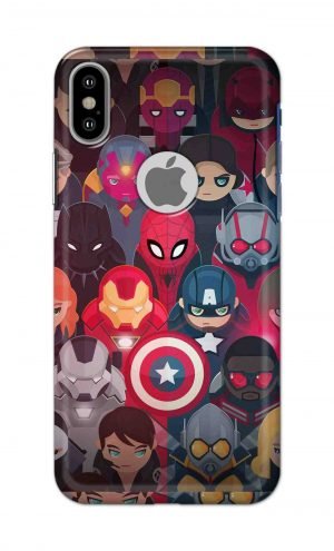 For Apple iPhone X Logo Cut Printed Mobile Case Back Cover Pouch (All Super Heros)