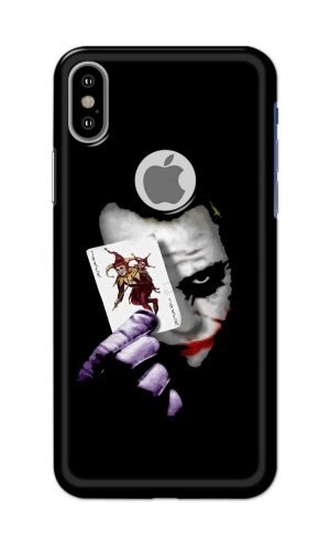 For Apple iPhone X Logo Cut Printed Mobile Case Back Cover Pouch (Joker Card In Hand)