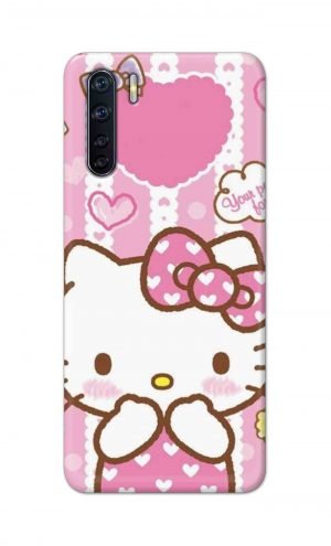 For OPPO F15 Printed Mobile Case Back Cover Pouch (Hello Kitty Pink)