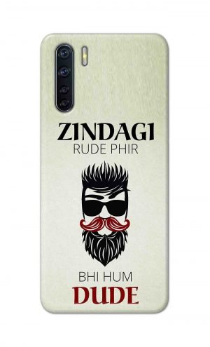 For OPPO F15 Printed Mobile Case Back Cover Pouch (Jindagi Rude Fir Bhi Hum Dude)