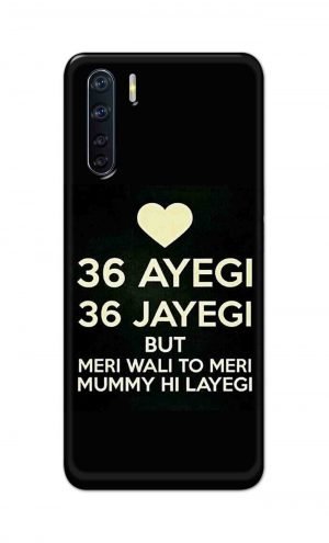 For OPPO F15 Printed Mobile Case Back Cover Pouch (36 Aayegi 36 Jayegi)