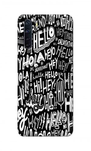 For OPPO F15 Printed Mobile Case Back Cover Pouch (Black And White Graffiti)