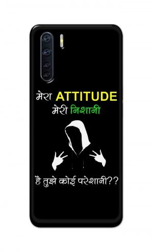 For OPPO F15 Printed Mobile Case Back Cover Pouch (Mera Attitude Meri Nishani)