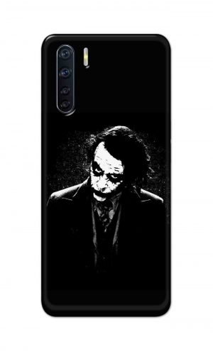 For OPPO F15 Printed Mobile Case Back Cover Pouch (Joker Black And White)