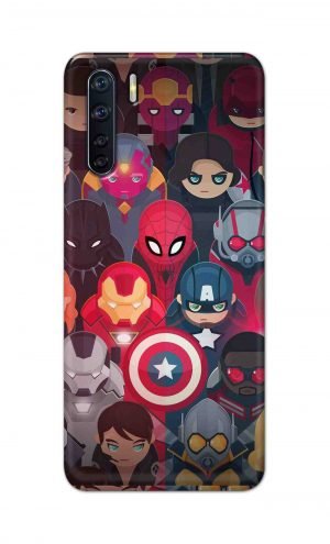 For OPPO F15 Printed Mobile Case Back Cover Pouch (All Super Heros)