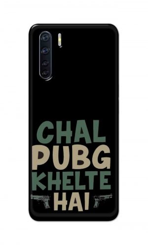 For OPPO F15 Printed Mobile Case Back Cover Pouch (Pubg Khelte Hain)