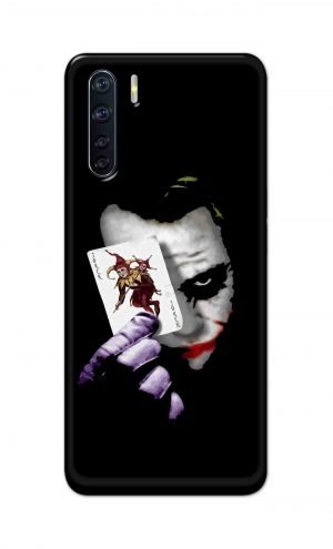 For OPPO F15 Printed Mobile Case Back Cover Pouch (Joker Card In Hand)