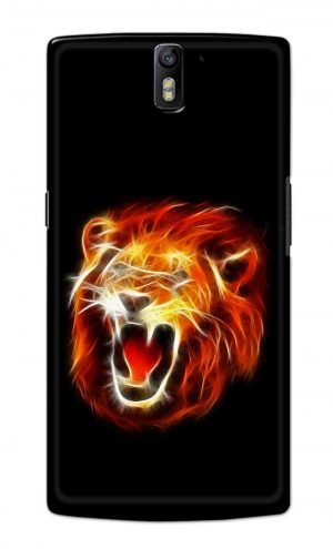 For OnePlus One Printed Mobile Case Back Cover Pouch (Lion Fire)