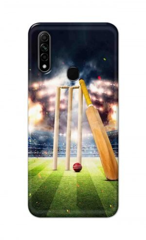 For Oppo A31 2020 Printed Mobile Case Back Cover Pouch (Cricket Bat Ball)