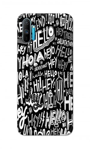 For Realme C3 Printed Mobile Case Back Cover Pouch (Black And White Graffiti)