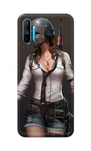 For Realme C3 Printed Mobile Case Back Cover Pouch (Pubg Girl)