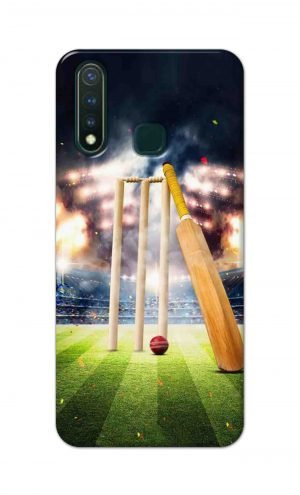 For Vivo Y19 Printed Mobile Case Back Cover Pouch (Cricket Bat Ball)