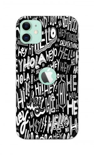For Apple iPhone 11 Logo Cut Printed Mobile Case Back Cover Pouch (Black And White Graffiti)
