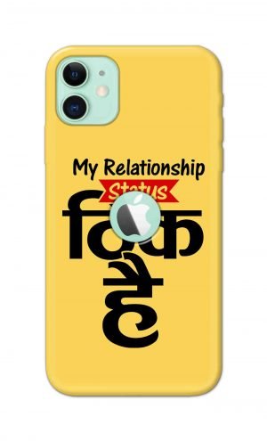 For Apple iPhone 11 Logo Cut Printed Mobile Case Back Cover Pouch (My Relationship Status)