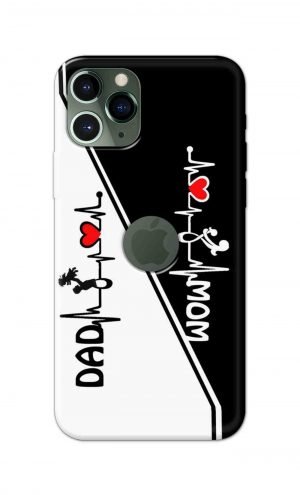 For Apple iPhone 11 Pro Logo Cut Printed Mobile Case Back Cover Pouch (Mom Dad)