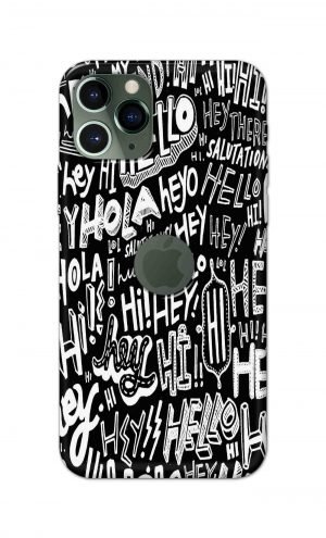 For Apple iPhone 11 Pro Logo Cut Printed Mobile Case Back Cover Pouch (Black And White Graffiti)
