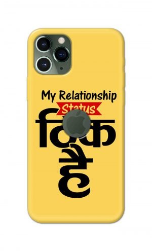 For Apple iPhone 11 Pro Logo Cut Printed Mobile Case Back Cover Pouch (My Relationship Status)