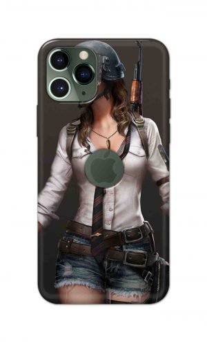For Apple iPhone 11 Pro Logo Cut Printed Mobile Case Back Cover Pouch (Pubg Girl)