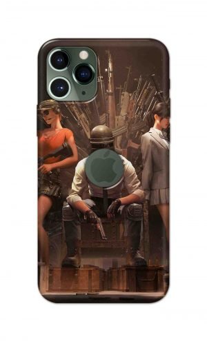 For Apple iPhone 11 Pro Logo Cut Printed Mobile Case Back Cover Pouch (Pubg Sitting)