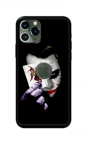 For Apple iPhone 11 Pro Logo Cut Printed Mobile Case Back Cover Pouch (Joker Card In Hand)